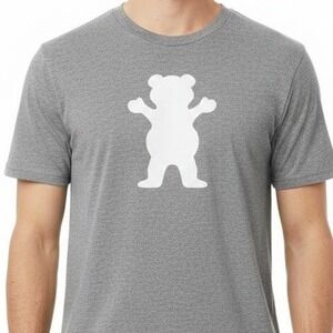 Grizzly Griptape Bear Logo T Shirt Gray Skate Streetwear Mens Small California